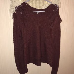 Burgundy fringe sweater